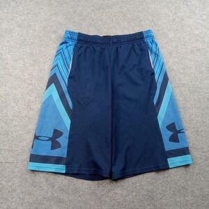 Under Armour Shorts Youth Large Blue HeatGear Loose Athletic Elastic Waist